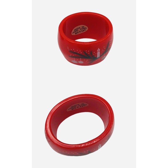 6 Vintage Christmas Napkin Rings by Reed Acrylic Red Holiday Decor Ornament MCM - Picture 10 of 13